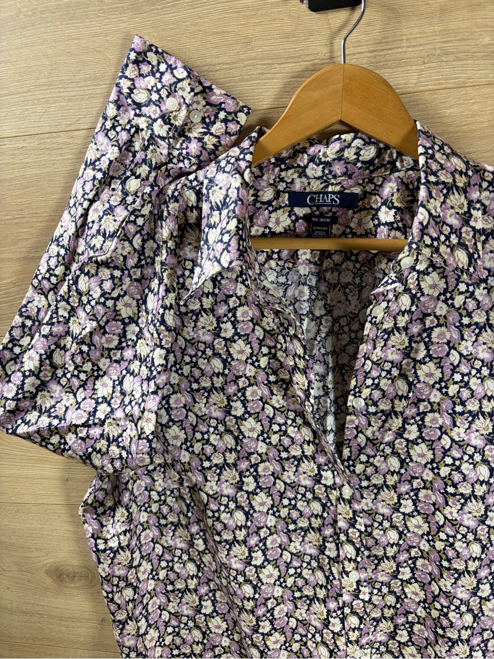 Chaps Purple Floral Button-Down Shirt Womenâs 1X